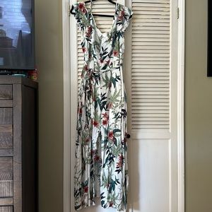 Off the shoulder tropical maxi dress